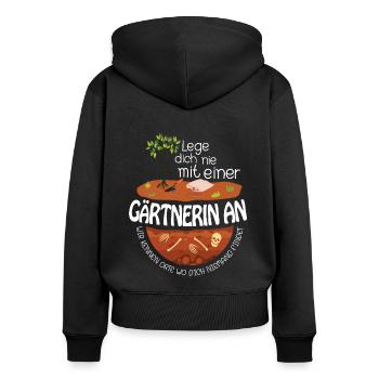 Retro Gärtner Garten Gärtner Hobbygärtner - Frauen Premium Bio Zip Hoodie - Schwarz - Hinten - Julia (174cm)