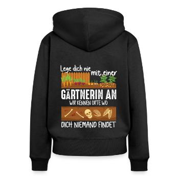 Retro Gärtner Garten Gärtner Hobbygärtner - Frauen Premium Bio Zip Hoodie - Schwarz - Hinten - Julia (174cm)