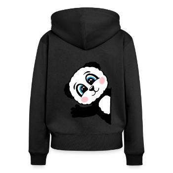 Panda Pandabär Geschenk Damen Herren Kinder - Frauen Premium Bio Zip Hoodie - Schwarz - Hinten - Julia (174cm)
