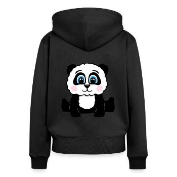 Panda Pandabär Geschenk Damen Herren Kinder - Frauen Premium Bio Zip Hoodie - Schwarz - Hinten - Julia (174cm)