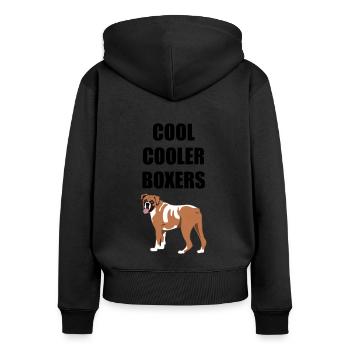 Boxer allemand chien chien amoureux disant cadeau - Sweat à capuche zippé Premium bio Femme - noir - Dos - Julia (174cm)