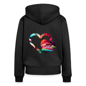 Coeur love amour coloré - Sweat à capuche zippé Premium bio Femme - noir - Dos - Julia (174cm)