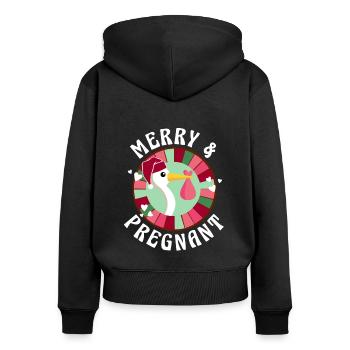 Baby Pregnancy Family Christmas Mom Dad - Women's Premium Organic Zip Hoodie - black - Back - Julia (174cm)