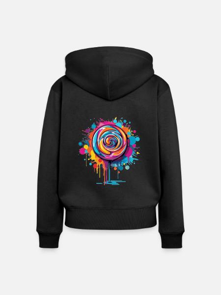 Bunte Lutscher Kunst - Frauen Premium Bio Zip Hoodie - Schwarz