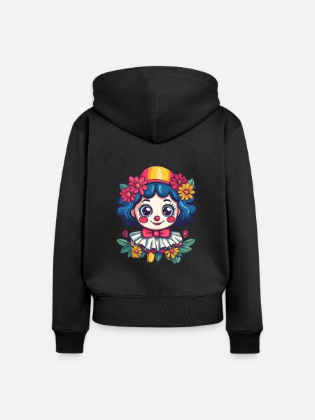 Clownmädchen mit Blumen - Frauen Premium Bio Zip Hoodie - Schwarz