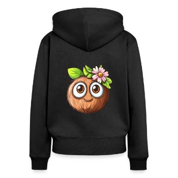 Kokosnuss mit großen Augen - Frauen Premium Bio Zip Hoodie - Schwarz - Hinten - Julia (174cm)