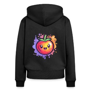 Tomate avec éclaboussure - Sweat à capuche zippé Premium bio Femme - noir - Dos - Julia (174cm)
