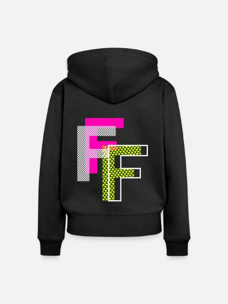 F Buchstabe - Frauen Premium Bio Zip Hoodie - Schwarz