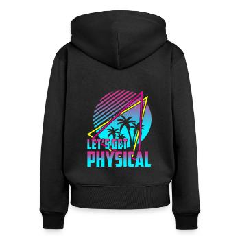 Obtenons un entraînement rétro vintage physique des années 80 - Sweat à capuche zippé Premium bio Femme - noir - Dos - Julia (174cm)
