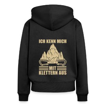 Klettern Bergsport Kletterer - Frauen Premium Bio Zip Hoodie - Schwarz - Hinten - Julia (174cm)