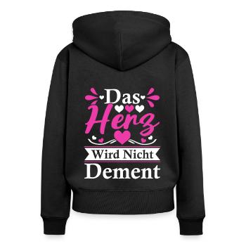 Das Herz Wird Nicht Dement Altenpflegerin - Frauen Premium Bio Zip Hoodie - Schwarz - Hinten - Julia (174cm)