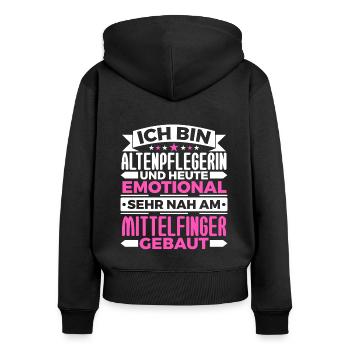 Altenpflegerin Und Heute Emotional - Frauen Premium Bio Zip Hoodie - Schwarz - Hinten - Julia (174cm)
