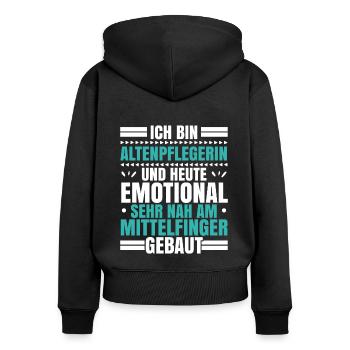 Altenpflegerin Und Heute Emotional - Frauen Premium Bio Zip Hoodie - Schwarz - Hinten - Julia (174cm)