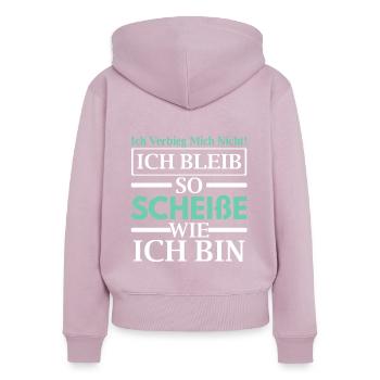 Ich Bleib So Scheiße Wie Ich Bin - Frauen Premium Bio Zip Hoodie - Altrosa - Hinten - Julia (174cm)