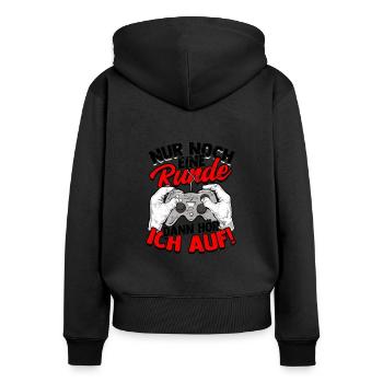 nur noch eine runde dann hor ich auf! - Gaming - Frauen Premium Bio Zip Hoodie - Schwarz - Hinten - Julia (174cm)