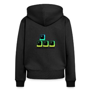 THAT'S HOW I MOVE - Fitness - Frauen Premium Bio Zip Hoodie - Schwarz - Hinten - Julia (174cm)