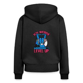 ICH WERDE NICHT ÄLTER ICH LEVEL UP - - Frauen Premium Bio Zip Hoodie - Schwarz - Hinten - Julia (174cm)