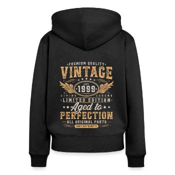 Vintage 1999 Jahrgang geboren Geburtstag Geschenk - Frauen Premium Bio Zip Hoodie - Schwarz - Hinten - Julia (174cm)