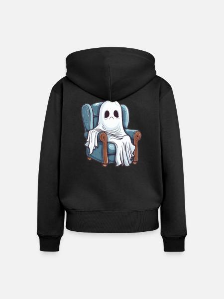 Geist auf Sessel - Frauen Premium Bio Zip Hoodie - Schwarz