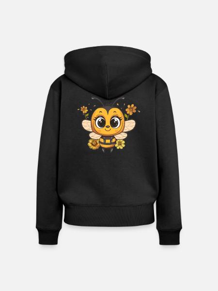 Blumenbiene mit Charme - Frauen Premium Bio Zip Hoodie - Schwarz