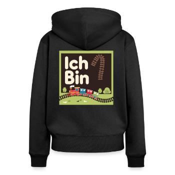 Ich bin 1 Zug Eisenbahn 1. Geburtstag - Frauen Premium Bio Zip Hoodie - Schwarz - Hinten - Julia (174cm)