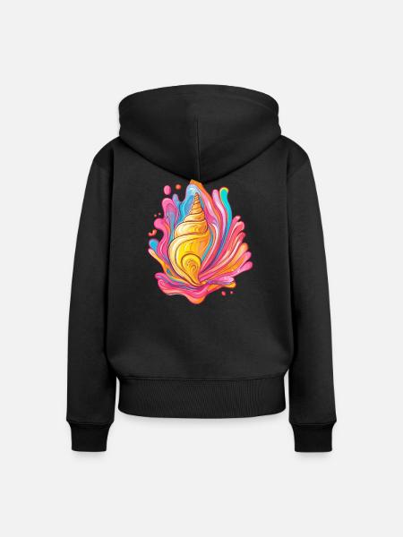 Bunte Muschel im Splash - Frauen Premium Bio Zip Hoodie - Schwarz