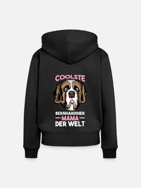 Bernhardiner Bernhardiner Mama - Frauen Premium Bio Zip Hoodie - Schwarz