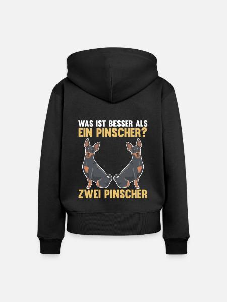Zwei Pinscher Hund Pinscher - Frauen Premium Bio Zip Hoodie - Schwarz
