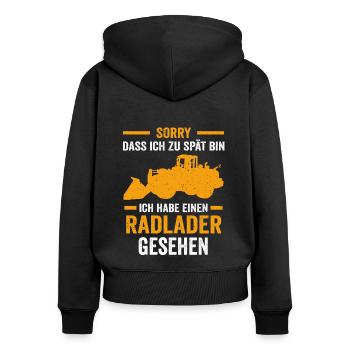 Radladerfahrer Baustelle Radladern Radlader - Frauen Premium Bio Zip Hoodie - Schwarz - Hinten - Julia (174cm)
