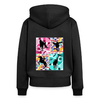 Voltigieren Pferde Reiten Reiter - Frauen Premium Bio Zip Hoodie - Schwarz - Hinten - Julia (174cm)