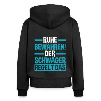 Schwager - Frauen Premium Bio Zip Hoodie - Schwarz - Hinten - Julia (174cm)