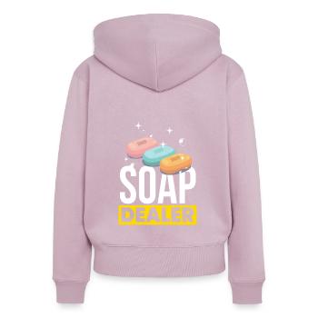 Fabricant de savon - Sweat à capuche zippé Premium bio Femme - rose poudré - Dos - Julia (174cm)