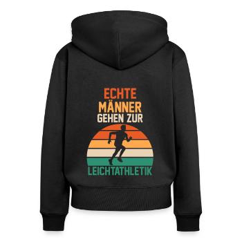 Leichtathletik - Frauen Premium Bio Zip Hoodie - Schwarz - Hinten - Julia (174cm)