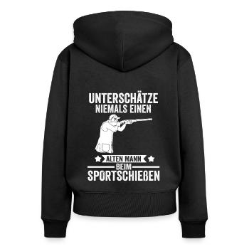 Schießsport Sportschießen Schützenverein - Frauen Premium Bio Zip Hoodie - Schwarz - Hinten - Julia (174cm)