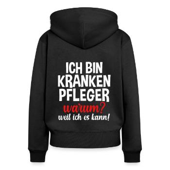 Krankenpflege Pflegekraft Krankenpfleger - Frauen Premium Bio Zip Hoodie - Schwarz - Hinten - Julia (174cm)