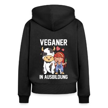 Veganer Vegan - Frauen Premium Bio Zip Hoodie - Schwarz - Hinten - Julia (174cm)