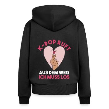 K-pop - Frauen Premium Bio Zip Hoodie - Schwarz - Hinten - Julia (174cm)