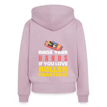 Vous aimez Rollercoasters Roller Coaster - Sweat à capuche zippé Premium bio Femme - rose poudré - Dos - Julia (174cm)