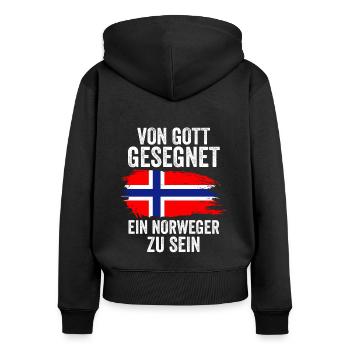 Skandinavien Norwegen Norweger Norwegisch - Frauen Premium Bio Zip Hoodie - Schwarz - Hinten - Julia (174cm)