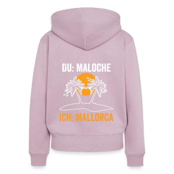 Du Maloche ich Mallorca - Frauen Premium Bio Zip Hoodie - Altrosa - Hinten - Julia (174cm)