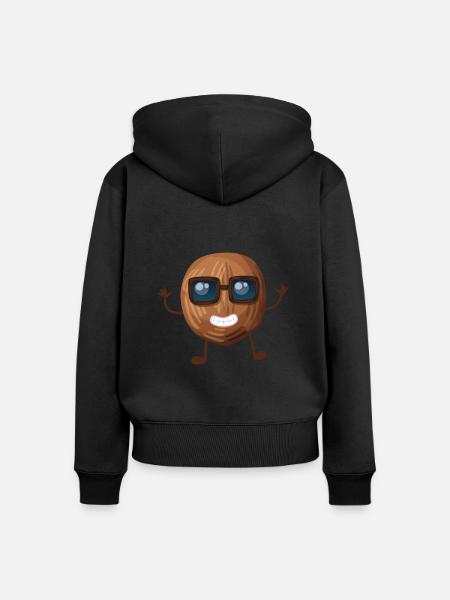 Kokosnuss mit Sonnenbrille - Frauen Premium Bio Zip Hoodie - Schwarz