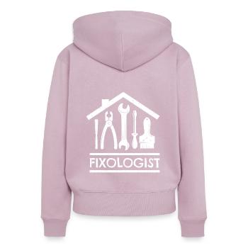 Fixologist Craftsmen DO-IT-YOURSELFers - Women's Premium Organic Zip Hoodie - dusky pink - Back - Julia (174cm)