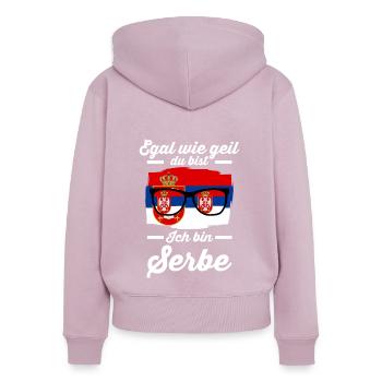 Serbe Serbisches Serbien - Frauen Premium Bio Zip Hoodie - Altrosa - Hinten - Julia (174cm)