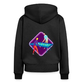Tischfußballspieler Drehfußball Kickern - Frauen Premium Bio Zip Hoodie - Schwarz - Hinten - Julia (174cm)