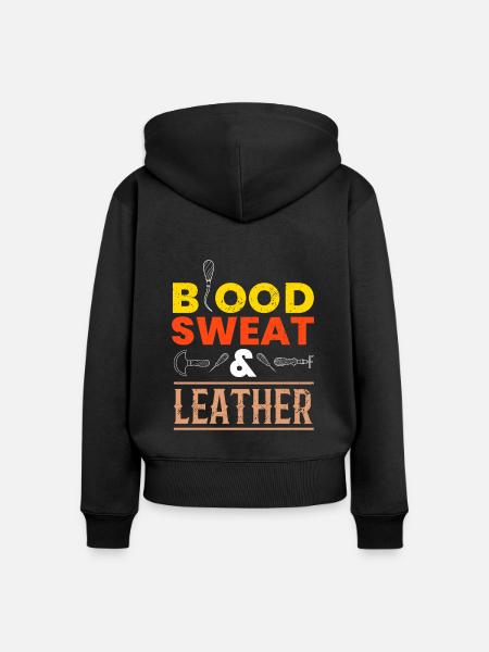 Blood Sweat & Leather Lederhandwerk - Frauen Premium Bio Zip Hoodie - Schwarz