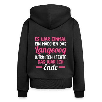 Nordsee Langeoog - Frauen Premium Bio Zip Hoodie - Schwarz - Hinten - Julia (174cm)