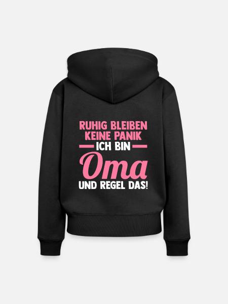 Großmutter Großmama Omi Oma - Frauen Premium Bio Zip Hoodie - Schwarz