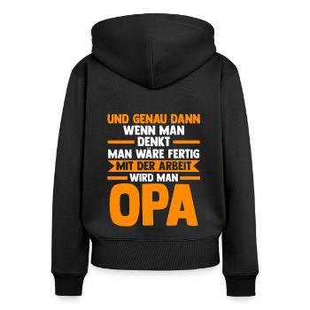 Großvater Großpapa Opi Opa - Frauen Premium Bio Zip Hoodie - Schwarz - Hinten - Julia (174cm)