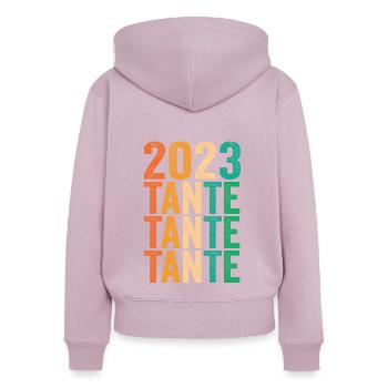 Tante 2023 Schwangerschaft Schwanger Werdende Tant - Frauen Premium Bio Zip Hoodie - Altrosa - Hinten - Julia (174cm)