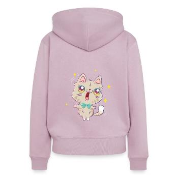 Sing Cat Kawaii Cute Japan Anime - Women's Premium Organic Zip Hoodie - dusky pink - Back - Julia (174cm)